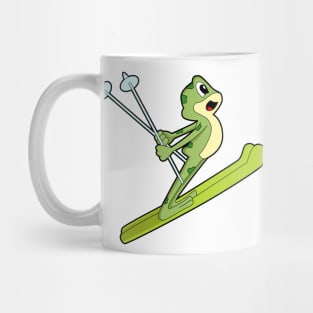 Frog as Ski jumper with Ski Mug